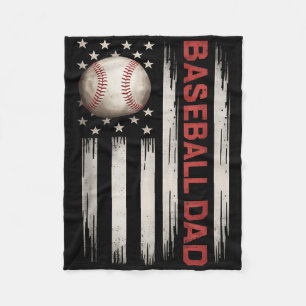 Baseball Dad Usa American Flag Fathers Day 4th Of Fleece Blanket