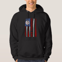 Baseball Dad USA American Flag Father's Day 4th of Hoodie