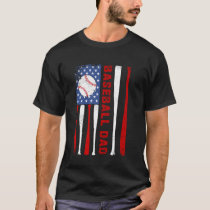 Baseball Dad USA American Flag Father's Day 4th of T-Shirt
