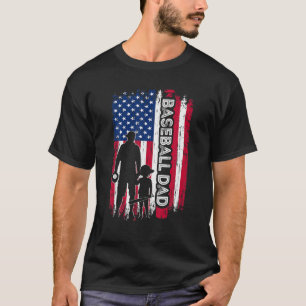 Baseball DAD USA Flag Baseball Player's Dad Father T-Shirt