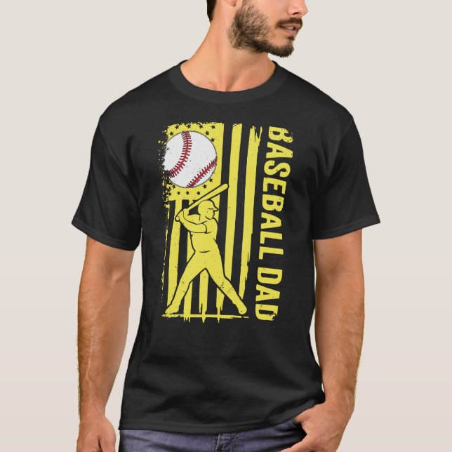 Baseball Dad USA Flag T-Shirt (Front)
