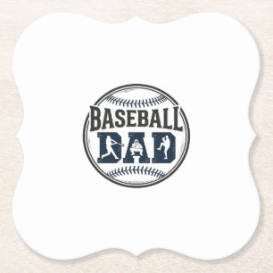 Baseball Dad Vintage Engraving Shirt Design_1 Paper Coaster