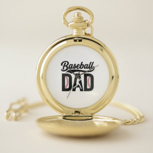 Baseball Dad Vintage Engraving T-Shirt Design_1 Pocket Watch