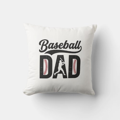 Baseball Dad Vintage Engraving T-Shirt Design_1 Throw Pillow