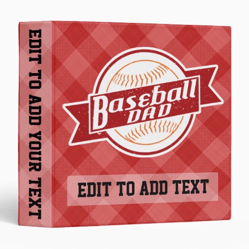 Baseball Dad Vinyl Binder Personalize It Binder