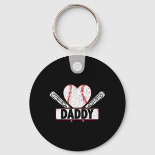 Baseball Daddy Matching Family Softball Baseball L Keychain