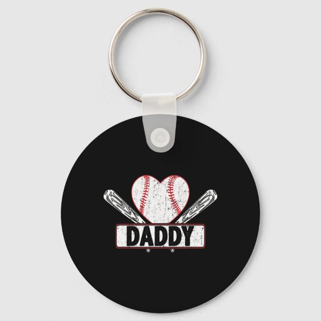 Baseball Daddy Matching Family Softball Baseball L Keychain (Front)