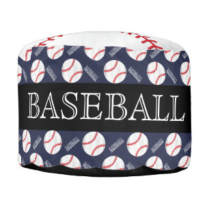 Baseball Dark Blue and Black Sport Pattern Pouf