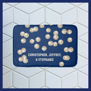 Baseball Dark Blue, Choose Your Color, Name,  Bath Mat