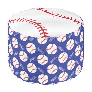 Baseball Dark Blue Sport Pattern Pouf