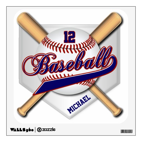 Baseball Dark Red and Navy Blue Wall Decal