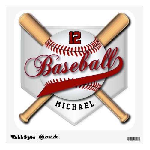 Baseball  _ Dark Red Wall Decal