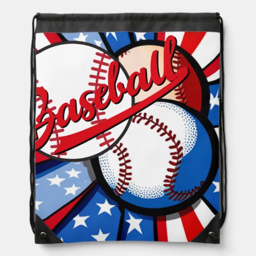 Baseball Days Drawstring Bag