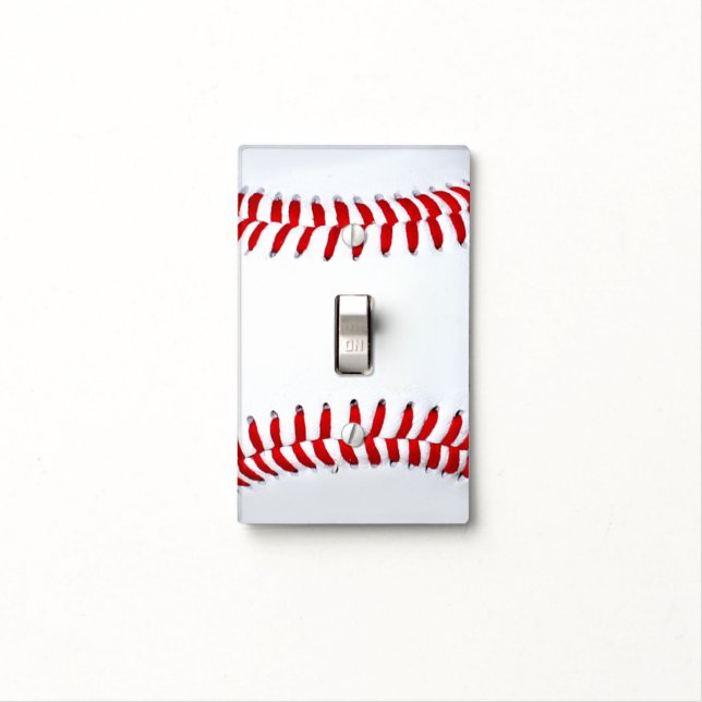 Baseball Decor Theme Light Switch Cover (In Situ)