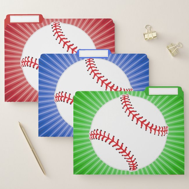Baseball Design File Folders Set