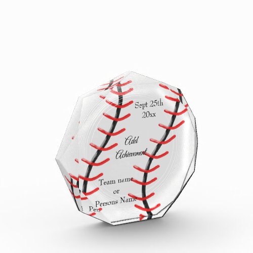 Baseball Design Personalised Acrylic Award