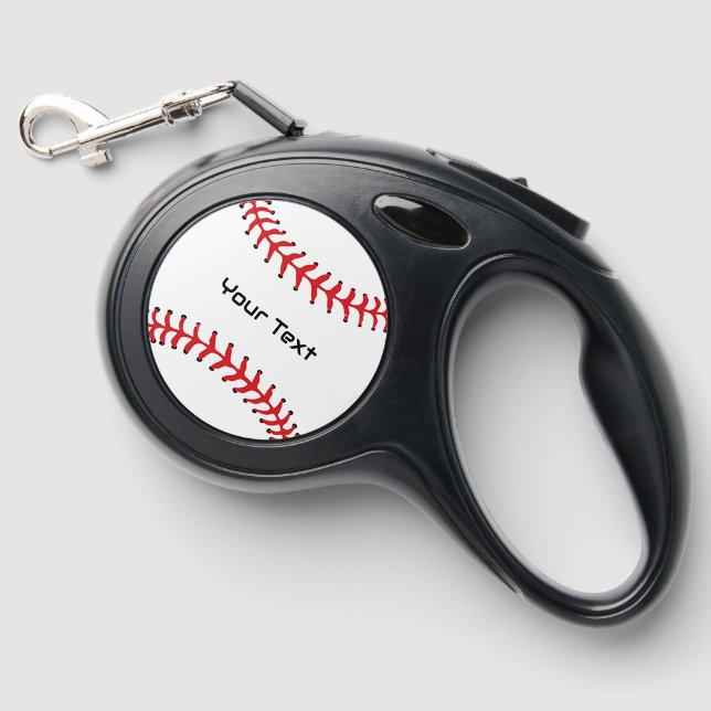 Baseball Design Retractable Dog Leash (Front)