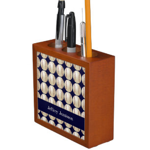 Baseball Desk Organizer, Blue, Personalized Organizer