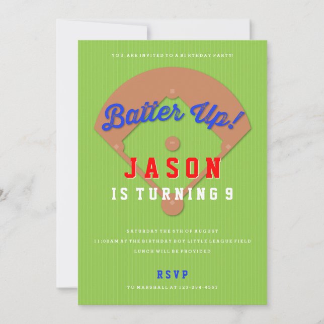 Baseball Diamond Birthday Party Invitation (Front)