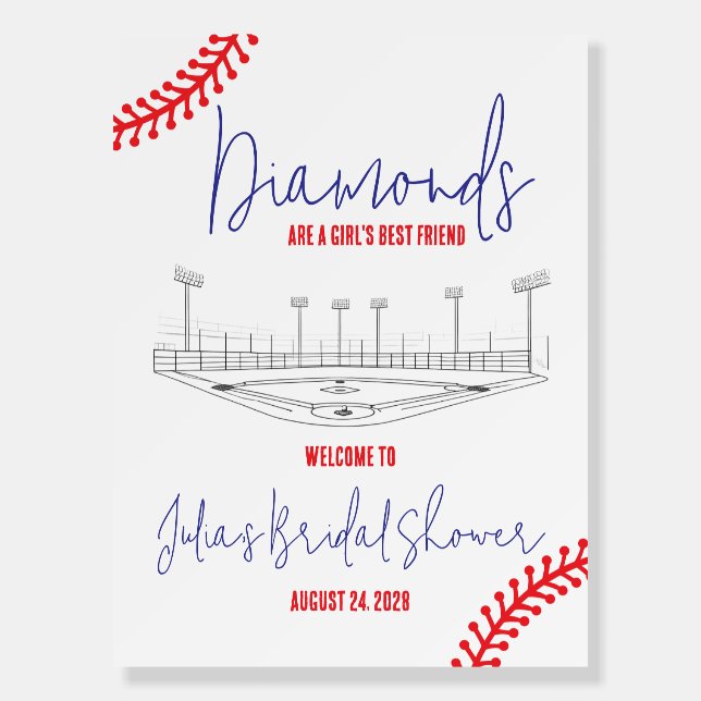 Baseball Diamond Bridal Shower Welcome Foam Board (Front)