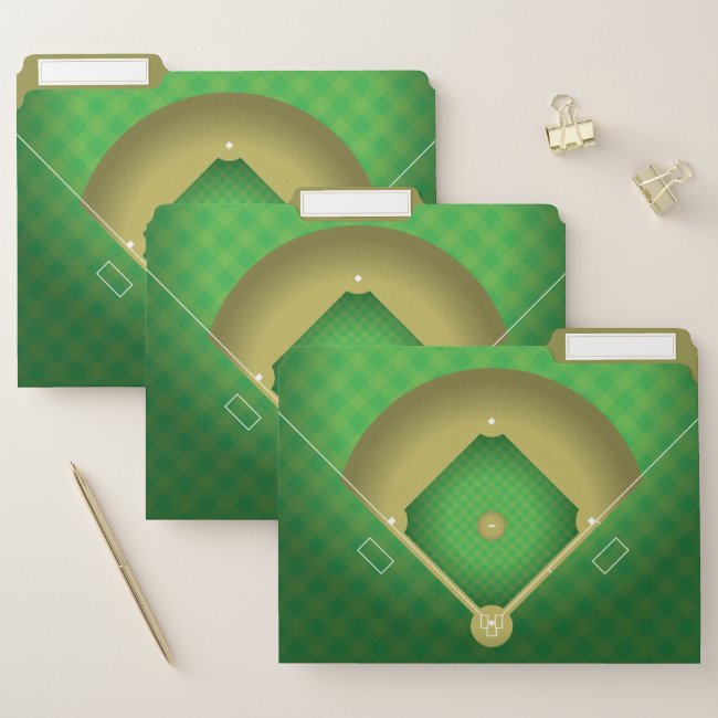 Baseball Diamond Design File Folders Set