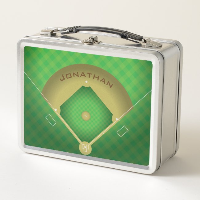 Baseball Diamond Design Metal Lunchbox
