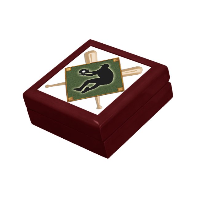 Baseball Diamond Fielding 2 Keepsake Box (Side)