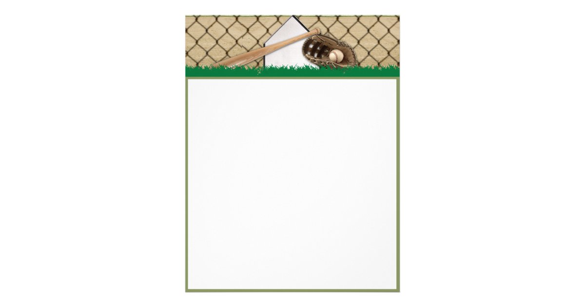 Baseball Diamond on Green Field Letterhead