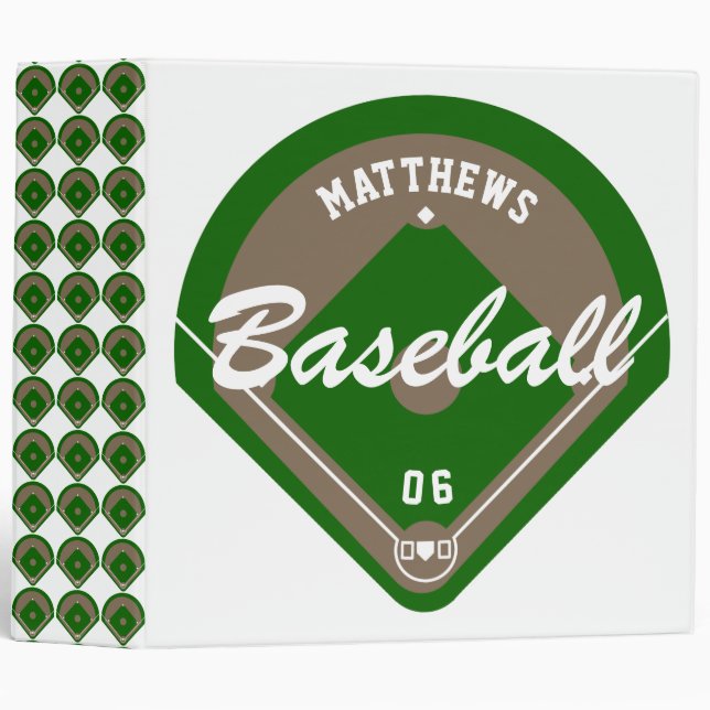 Baseball Diamond Player Name and Number Cards 3 Ring Binder (Front/Spine)