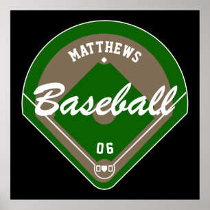 Baseball Diamond Player Name and Number Poster