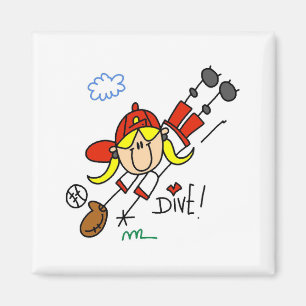 Baseball Dive Girls Softball T-shirts and Gifts Magnet