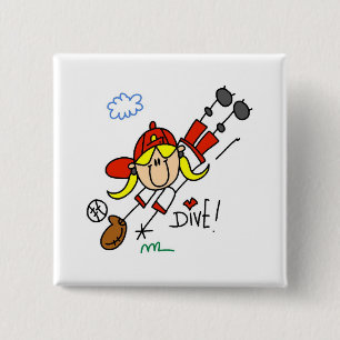 Baseball Dive Girls Softball T-shirts and Gifts Pinback Button