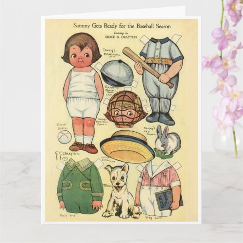 Baseball  Dolly Dingle Reproduction Paper Doll Card