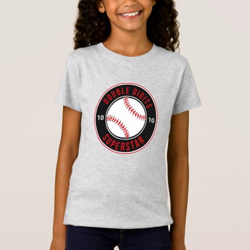 Baseball Double Digits Superstar 10th BIRTHDAY T_Shirt