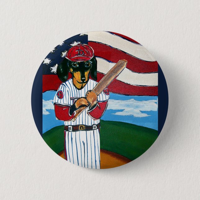 Baseball doxie button (Front)