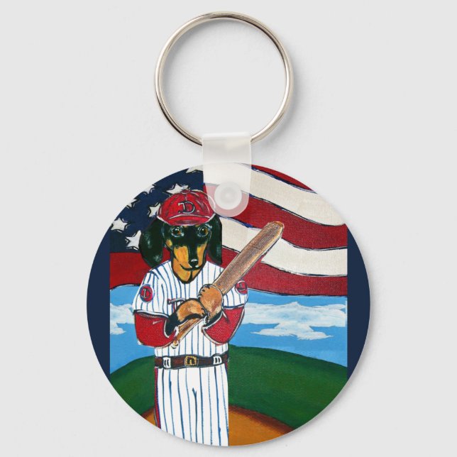 Baseball doxie keychain (Front)