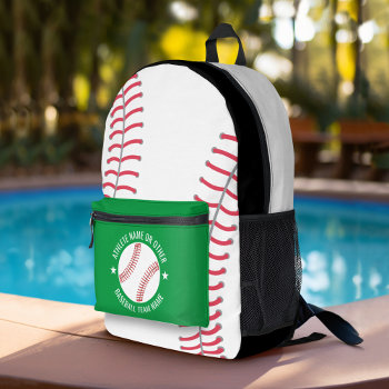 Baseball Drawing With Custom Sports Name Printed Backpack by MyRazzleDazzle at Zazzle