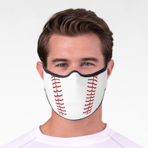 Baseball Drawing with Red Stitch Pattern Premium Face Mask