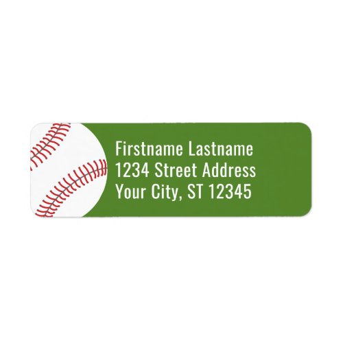 Baseball Drawing with Return Address _ green Label