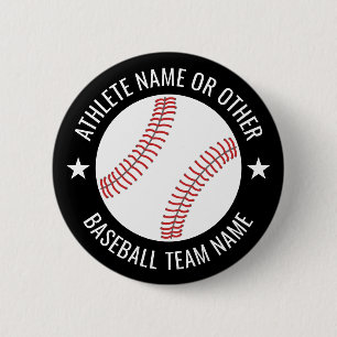 Baseball Drawing with Team and Athlete Name modern Button