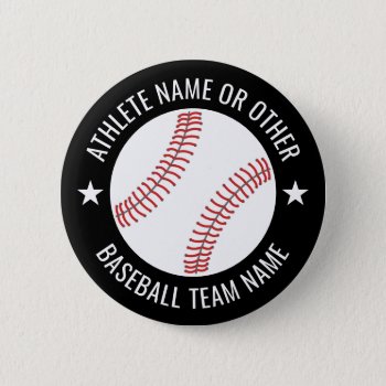 Baseball Drawing With Team And Athlete Name Modern Button by MyRazzleDazzle at Zazzle