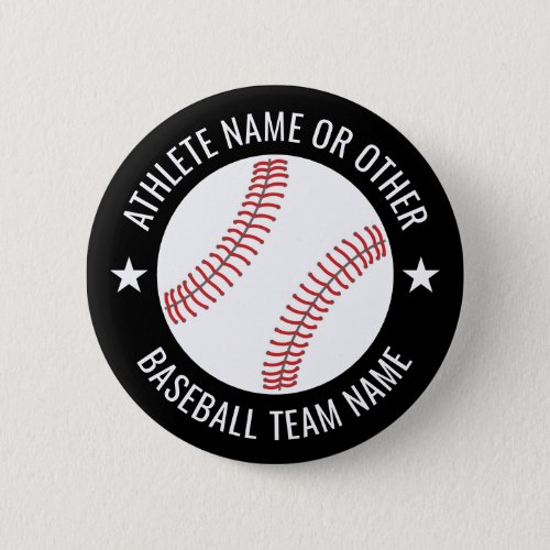 Baseball Drawing with Team and Athlete Name modern Button