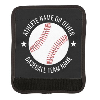 Baseball Drawing With Team And Athlete Name Modern Luggage Handle Wrap by MyRazzleDazzle at Zazzle