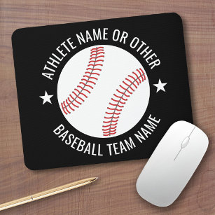 Baseball Drawing with Team and Athlete Name modern Mouse Pad