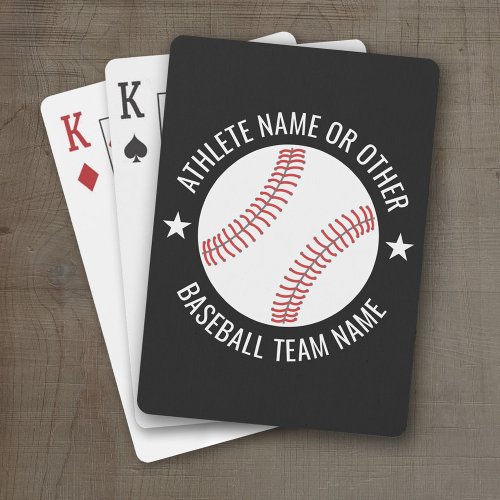 Baseball Drawing with Team and Athlete Name modern Poker Cards