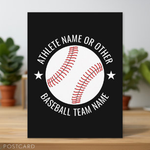 Baseball Drawing with Team and Athlete Name modern Postcard