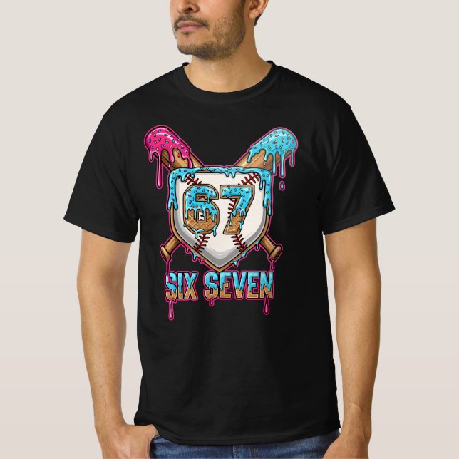 Baseball Drip 67 Meme — Player 6-7 / Six Seven  T-Shirt (Front)
