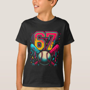 Baseball Drip 6 7 Number 67 Six Seven Meme Mens Bo T-Shirt