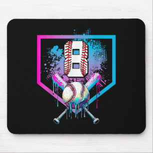 Baseball Drip 8th Birthday Home Plate Boys Youth 8 Mouse Pad