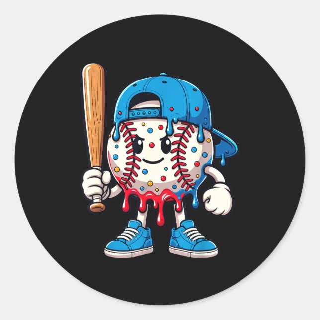 Baseball Drip Baseball Life Style 101 Apparel Yout Classic Round Sticker (Front)